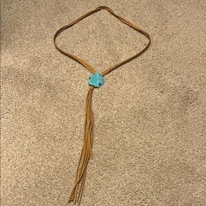 Turquoise and Tan Braided Necklace